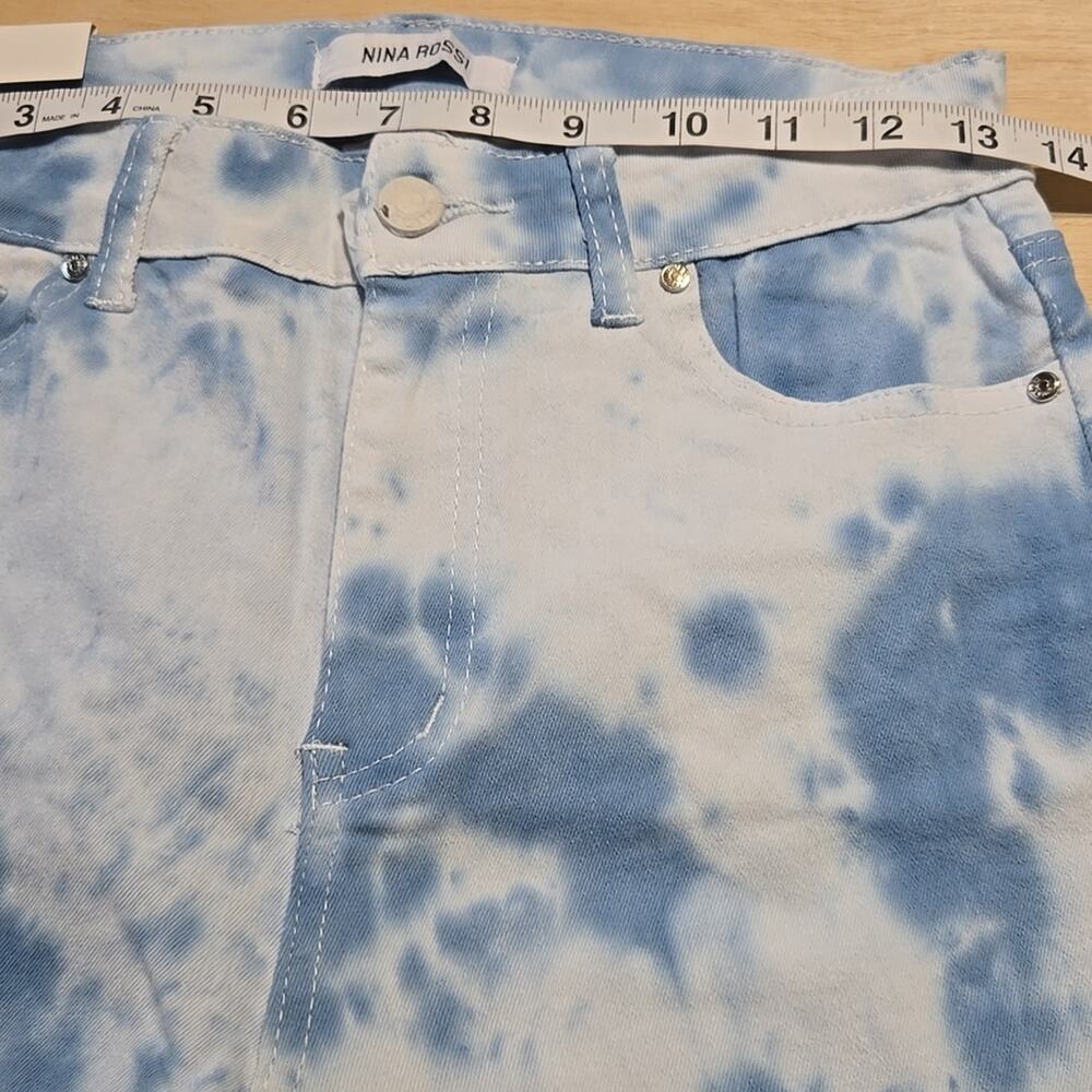 D1 NWT Nina Rossi Tie Die Button Closure Pockets Skinny Leg Denim Sm Md Lg - Picture 6 of 10